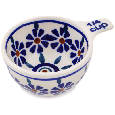 Polish Pottery 1/4 Cup Measuring Cup Peacock