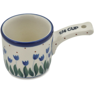 Polish Pottery 1/4 Cup Measuring Cup  Water Tulip