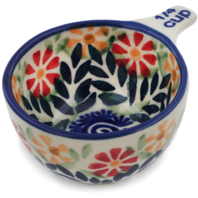 Polish Pottery 1/4 Cup Measuring Cup Wave Of Flowers
