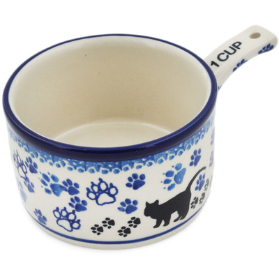 Polish Pottery 1 Cup Measuring Cup  Boo Boo Kitty Paws
