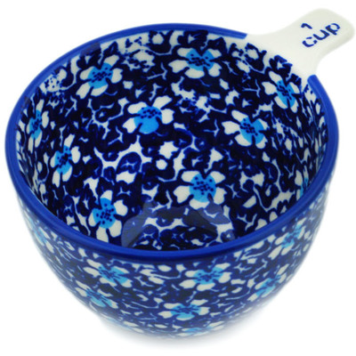 Polish Pottery 1 Cup Measuring Cup Flowers On The Lake