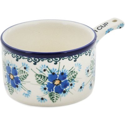 Polish Pottery 1 Cup Measuring Cup  Forget Me Not UNIKAT