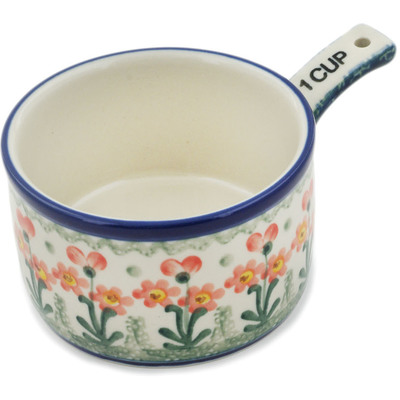 Polish Pottery 1 Cup Measuring Cup Peach Spring Daisy
