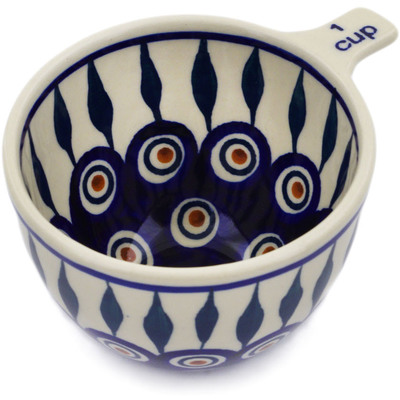 Polish Pottery 1 Cup Measuring Cup Peacock