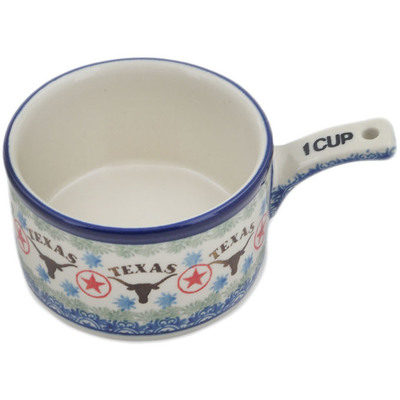 Polish Pottery 1 Cup Measuring Cup  Texas Longhorns