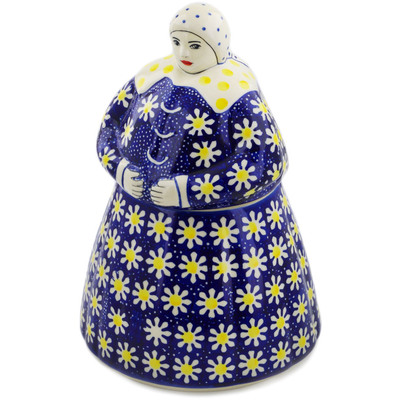Polish Pottery 10" Babcia Cookie Jar Daisy