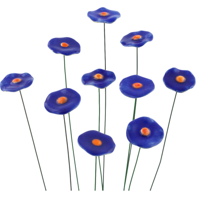 Ceramic 10-Piece Ceramic Flowers Set Navy Daylily