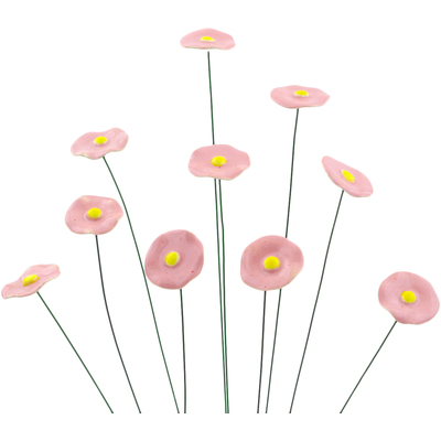 Ceramic 10-Piece Ceramic Flowers Set Pink Daylily