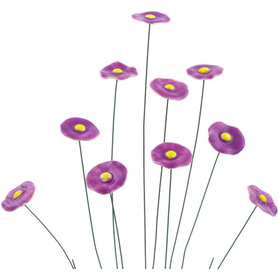 Ceramic 10-Piece Ceramic Flowers Set Purple Daylily