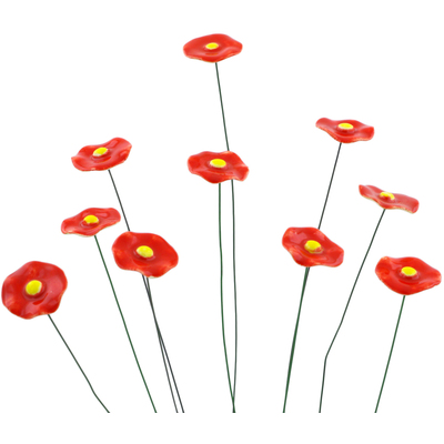 Ceramic 10-Piece Ceramic Flowers Set Red Daylily