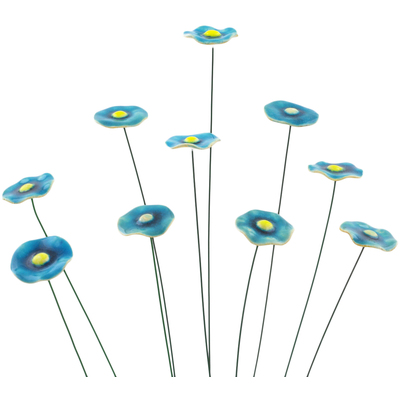 Ceramic 10-Piece Ceramic Flowers Set Turquoise Daylily