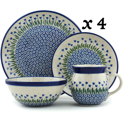 Polish Pottery 16-Piece Place Setting BOLEC Water Tulip