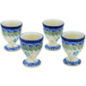 Polish Pottery 4-Piece Egg Holder Set Blue Dreams