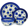 Polish Pottery 4-Piece Place Setting Bleu-belle Fleur