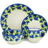 Polish Pottery 4-Piece Place Setting Blueberries Season UNIKAT