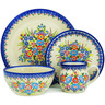 Polish Pottery 4-Piece Place Setting Bouquet In Bloom UNIKAT