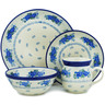 Polish Pottery 4-Piece Place Setting Cornflower Wind UNIKAT