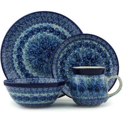 Polish Pottery 4-Piece Place Setting Deep Winter UNIKAT