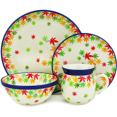 Polish Pottery 4-Piece Place Setting Fall Season Bliss UNIKAT