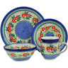 Polish Pottery 4-Piece Place Setting Festive Avian Delight UNIKAT