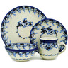 Polish Pottery 4-Piece Place Setting Flowers At Dusk
