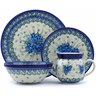 Polish Pottery 4-Piece Place Setting Forget Me Not UNIKAT