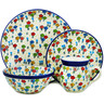 Polish Pottery 4-Piece Place Setting Fun Time UNIKAT