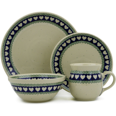 Polish Pottery 4-Piece Place Setting Light Hearted