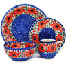 Polish Pottery 4-Piece Place Setting Lone Poppy