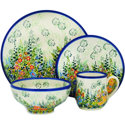 Polish Pottery 4-Piece Place Setting New Life UNIKAT