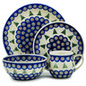 Polish Pottery 4-Piece Place Setting Peacock Pines