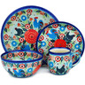 Polish Pottery 4-Piece Place Setting Rooster Fiesta