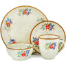 Polish Pottery 4-Piece Place Setting Rustic Field Flowers Red
