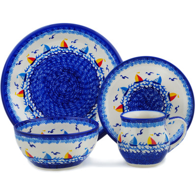Polish Pottery 4-Piece Place Setting Sailing Through Your Dreams