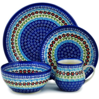Polish Pottery 4-Piece Place Setting Spring Country Trip