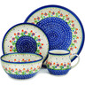 Polish Pottery 4-Piece Place Setting Spring Flowers