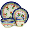 Polish Pottery 4-Piece Place Setting Spring Rooster