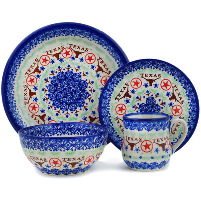 Polish Pottery 4-Piece Place Setting Texas State