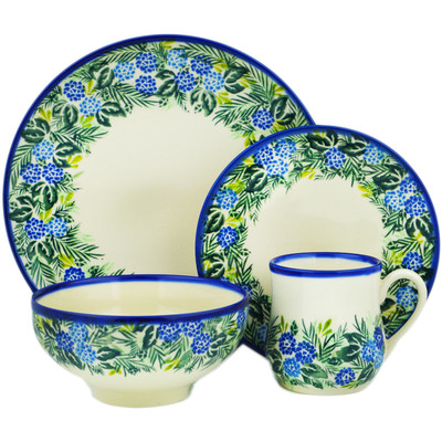 Polish Pottery 4-Piece Place Setting Thistle