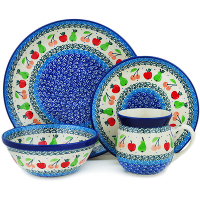 Polish Pottery 4-Piece Place Setting Tooty Fruity