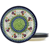 Polish Pottery 4-Piece Set of Luncheon Plates Country Rooster UNIKAT
