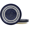 Polish Pottery 4-Piece Set of Luncheon Plates Flowering Peacock