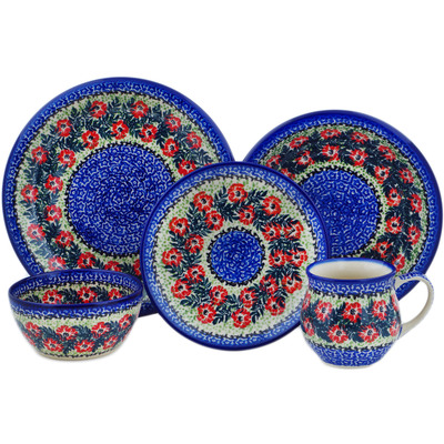 Polish Pottery 5-Piece Place Setting Front Porch Blooms