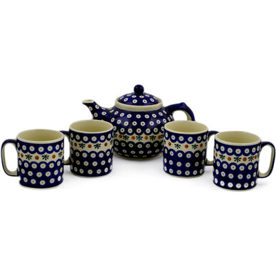 Polish Pottery 5-Piece Tea Coffee Set for Four Mosquito