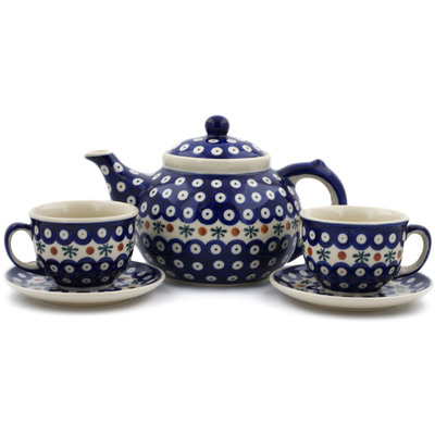 Polish Pottery 5-Piece Tea Coffee Set for Two Mosquito