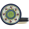 Polish Pottery 6-Piece Set of Luncheon Plates Country Rooster UNIKAT