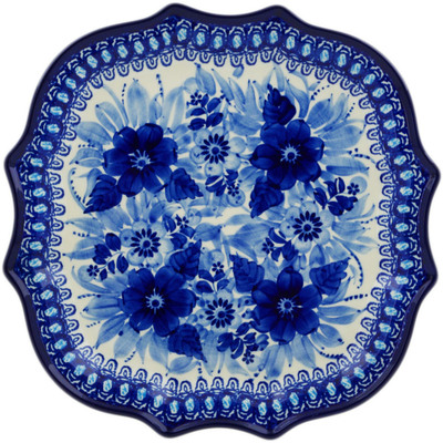 Polish Pottery 8 Point Plate Bleu Boquet UNIKAT