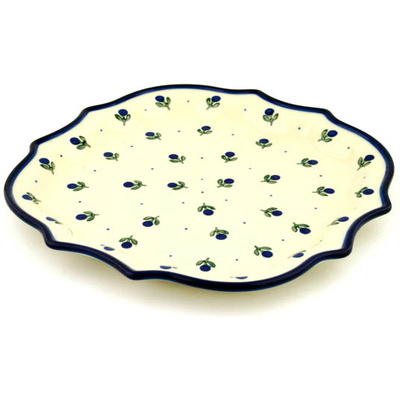 Polish Pottery 8 Point Plate Blue Buds