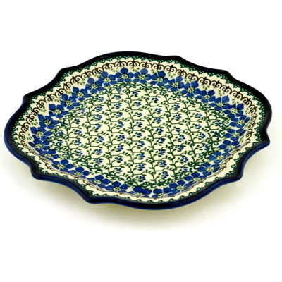 Polish Pottery 8 Point Plate Blue Dogwood