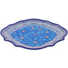 Polish Pottery 8 Point Plate Blue Poppies UNIKAT